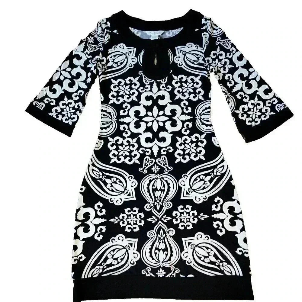 White House Black Market Black Womens Size XXS 3/4 Sleeves Dress WHBM Stretchy